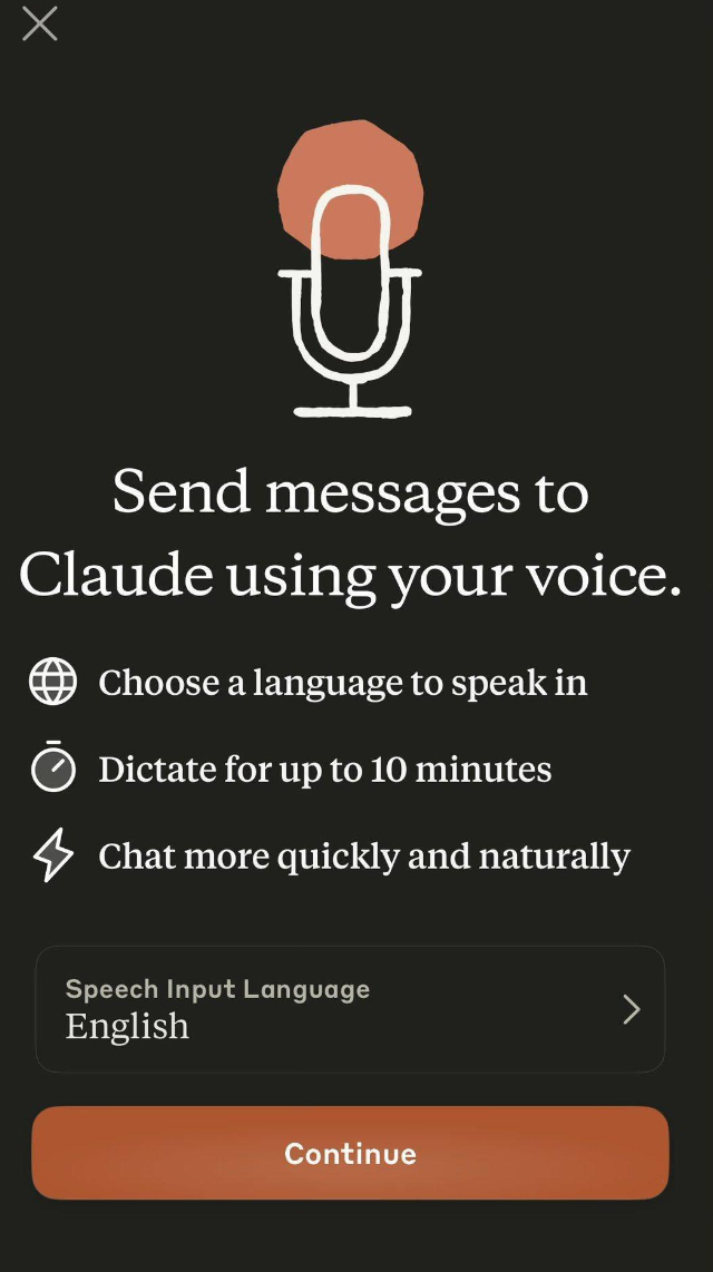 Claude APP推出新功能：Anthropic正在进行最长10分钟的语音听写小范围测试