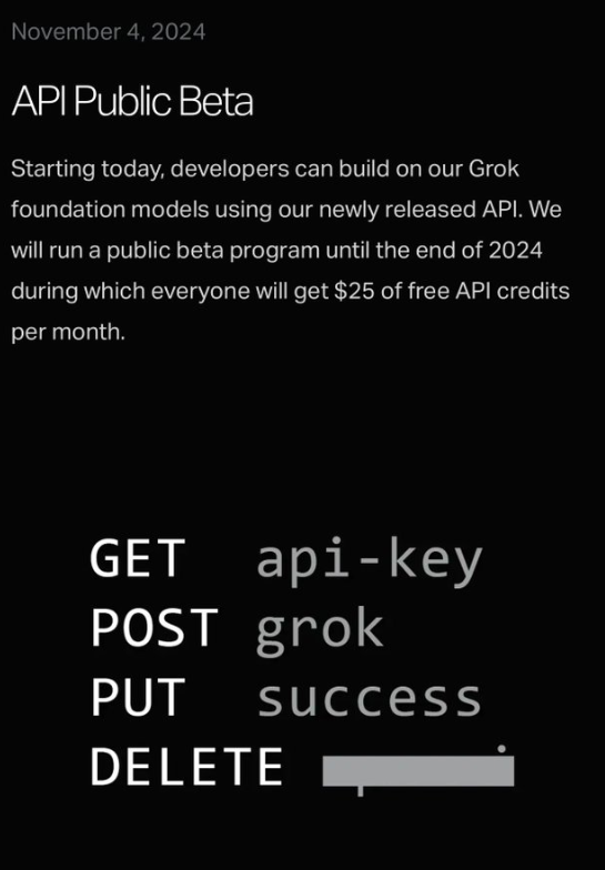 xAI推出Grok API正式版及全新grok-beta预览版本