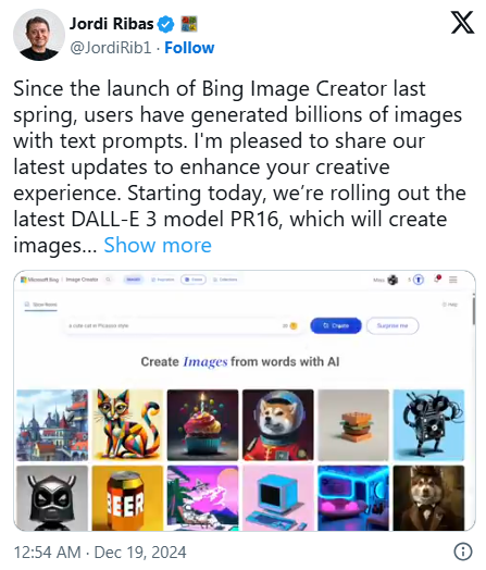 微软因用户投诉撤回Bing AI图像生成器更新，恢复旧版DALL-E