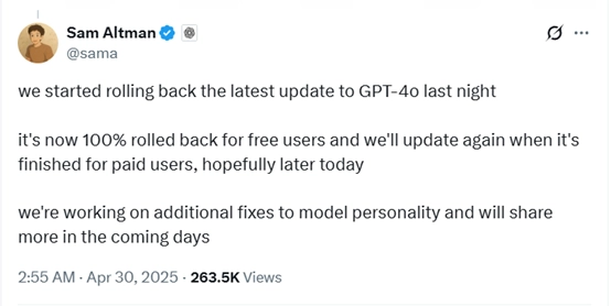 突发！OpenAI紧急回滚GPT-4o版本，修复过度讨好用户问题